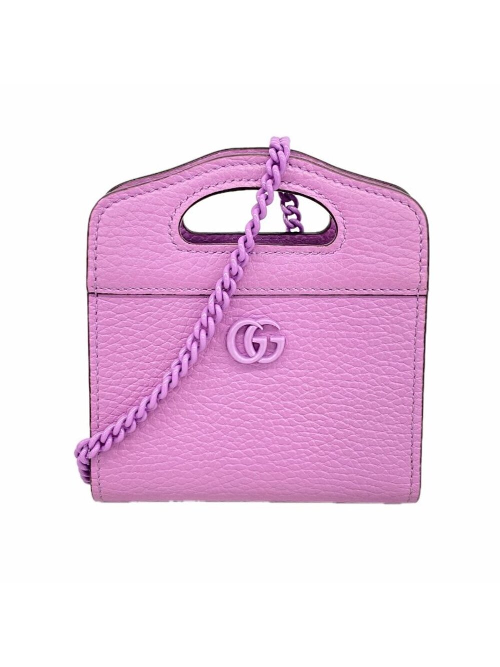 Gucci Wallet on Chain Double G Leather Purple Silver Shoulder Bag